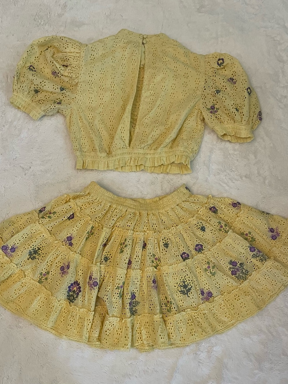 HEMANT & NANDITA Yellow Eyelet Floral Two-Piece Dress Set — NWT - Picture 2 of 5
